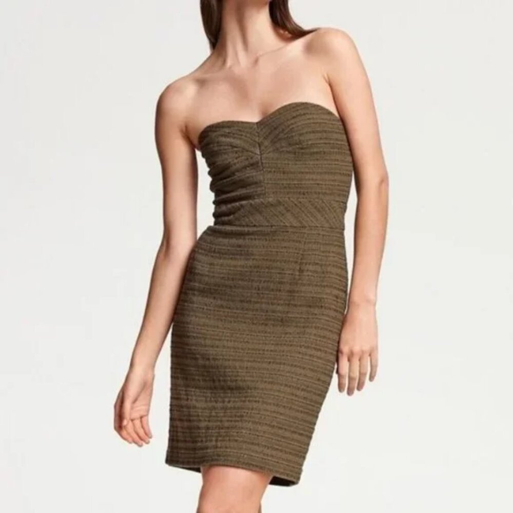Trina Turk Cora Tweed Strapless Mini Dress Green
